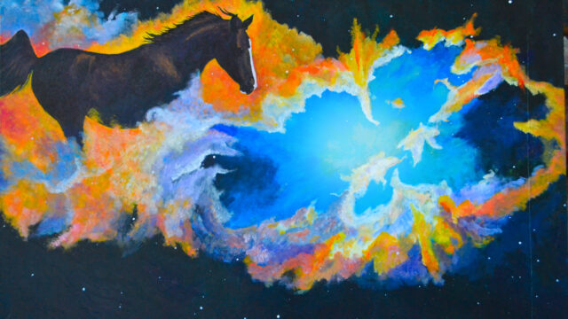 Jet, Fire Horse. Acrylic on canvas 5'x4'